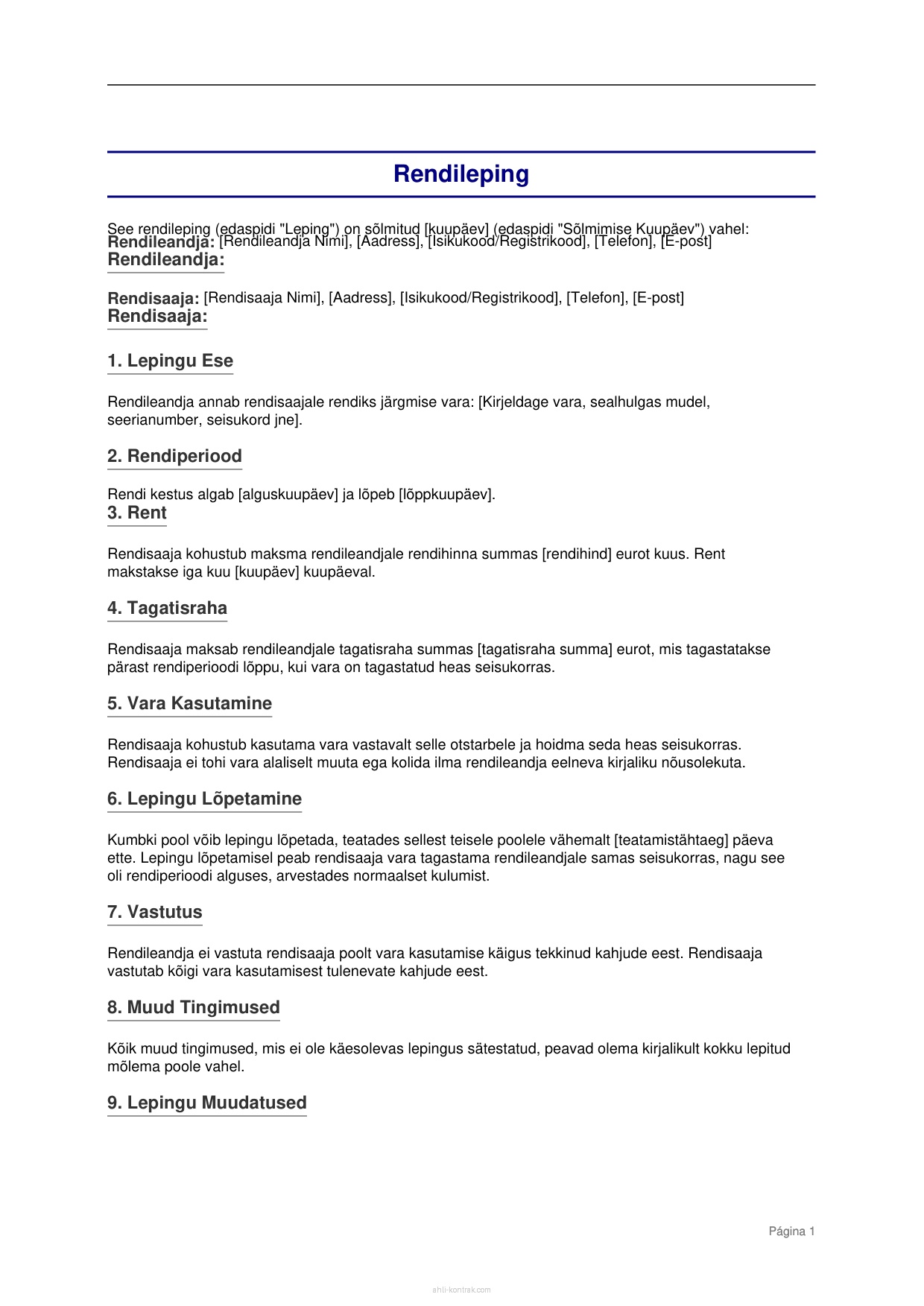 Rendileping N idis WORD Ja PDF Tasuta